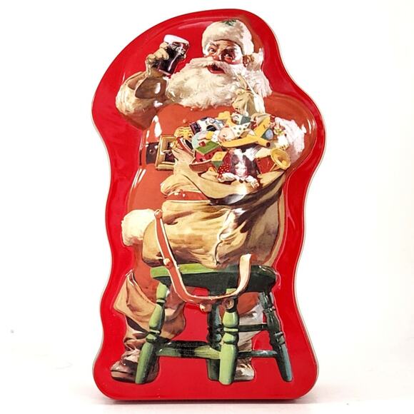 Retro Coca-Cola Santa Shaped Tin – Vintage 1990s Christmas Collectible Storage - Picture 3 of 10